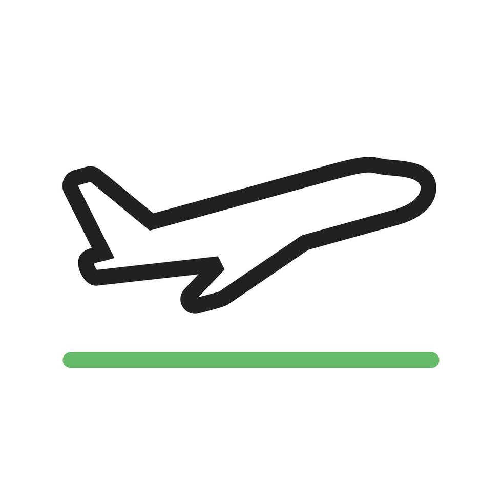 flight takeoff line green and black icon vector